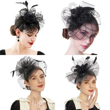 欧美新娘发饰网纱小礼帽羽毛头饰赛马节头花爆款亚马逊配饰发箍