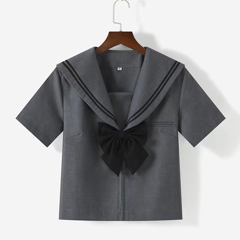 jk制服灰二本日系正统水手服学生服学院风春秋短长袖百褶裙套装|undefined