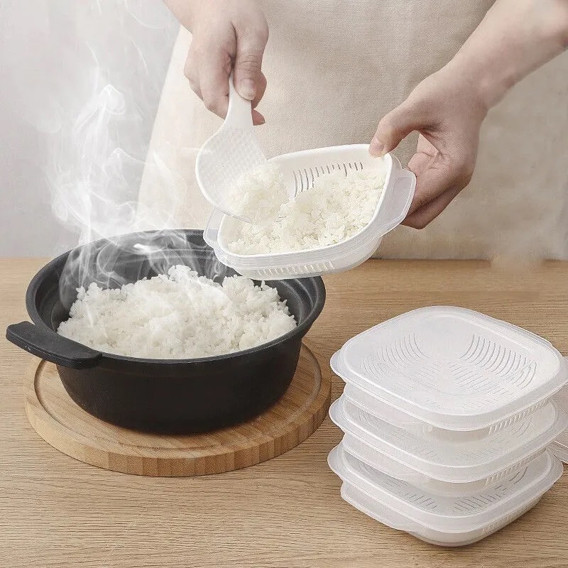 Japanese Rice Crisper Microwave Heating Steamed Lunch Box Office Worker Lunch Box With Lid Refrigerator Freezer Storage Box