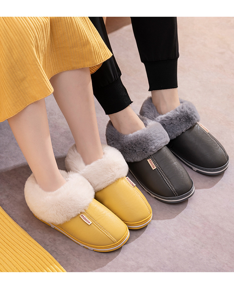 Papuci noi din bumbac PU, pachet complet, cu talpă groasă antiderapantă pentru bărbați și femei, pentru uz casnic, pentru interior_voghion.com