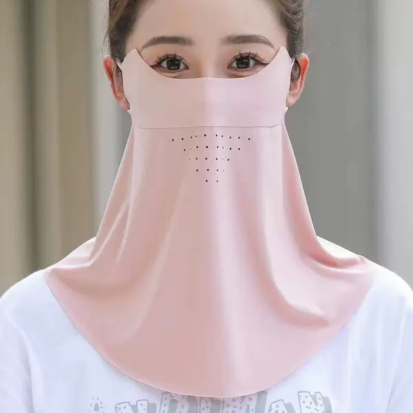 Extended-Length Seamless Sun Protection Mask to Cover Face and Neck, Summer Uv Protection, Ice Silk Breathable Outdoor Sun Protection Veil