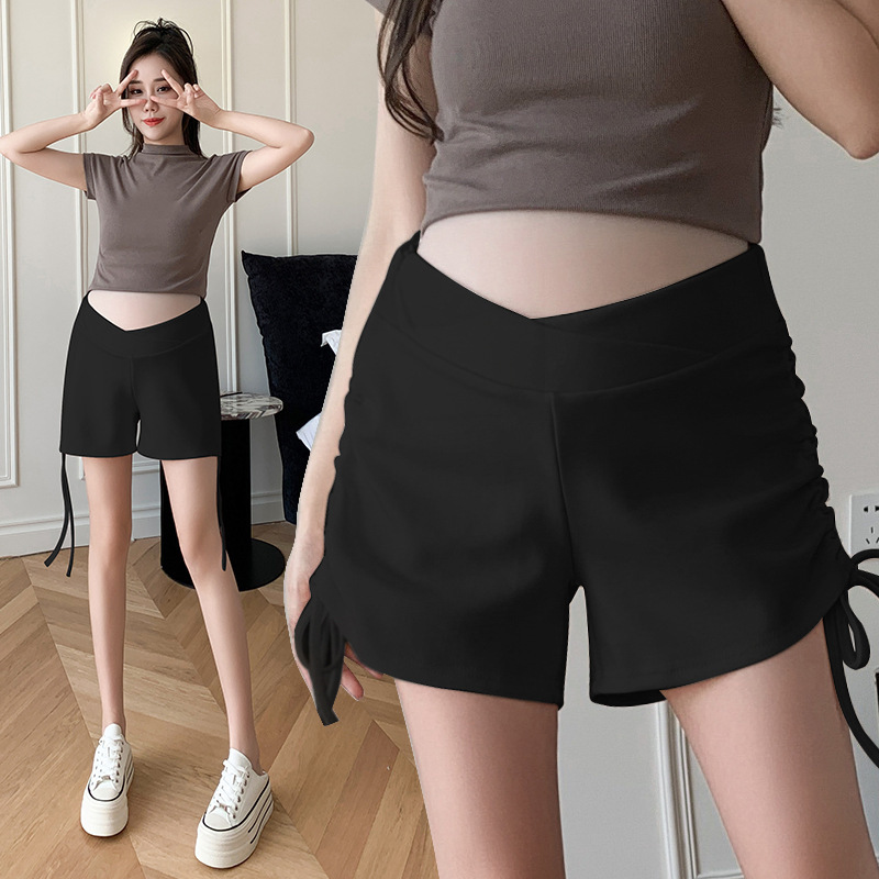 Maternity Leggings, Summer Low-Waist Pants, Drawstring Pleated Fashionable Versatile Sports Pants, Summer Thin Shorts
