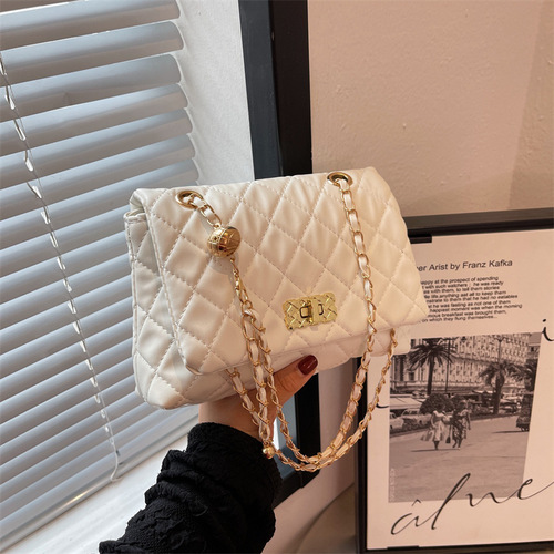 Twist lock rhombus chain bag women summer  new trendy fashion shoulder bag texture versatile simple crossbody bag