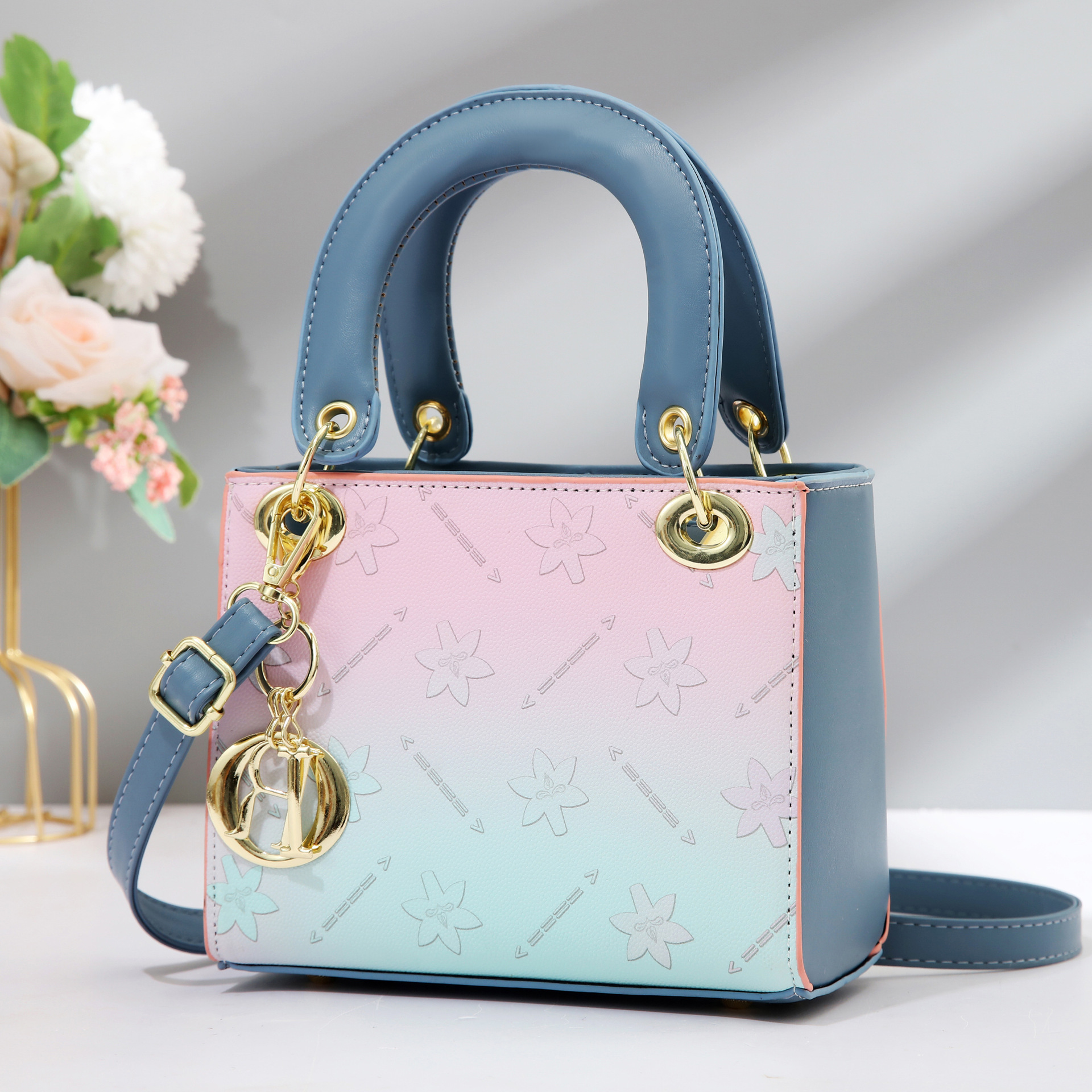Bolso de mano bolso pequeño degradado colorido bolso femenino de moda bolso de mensajero de un solo hombro comercio exterior colgante al por mayor bolso transfronterizo
