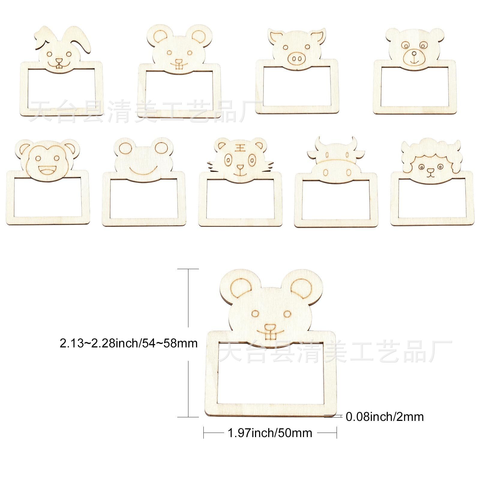 Modelado de animales de madera sin terminar Pintura Artesanía Marco de fotos de animales de madera Marco de fotos de madera en blanco para oficina