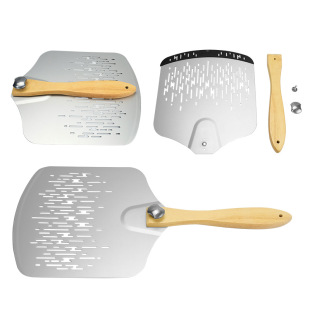 Hollow pizza Shovel Aluminum pizza Shovel Baking Tool Cake pizza Transfer Shovel Rotatable Removable Handle
