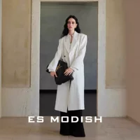 ES MODISH Весенний новый корейский продвинутый чувство длинная двубортная свободная дикая длинная пиджак женский