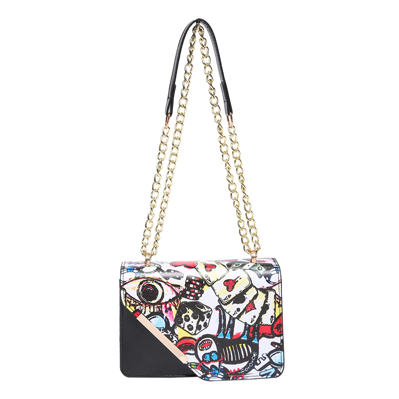 Moda personalidad graffiti impresión bolso de hombro 2024 nuevo nicho de diseño coreano cadena elegante bolso de hombro