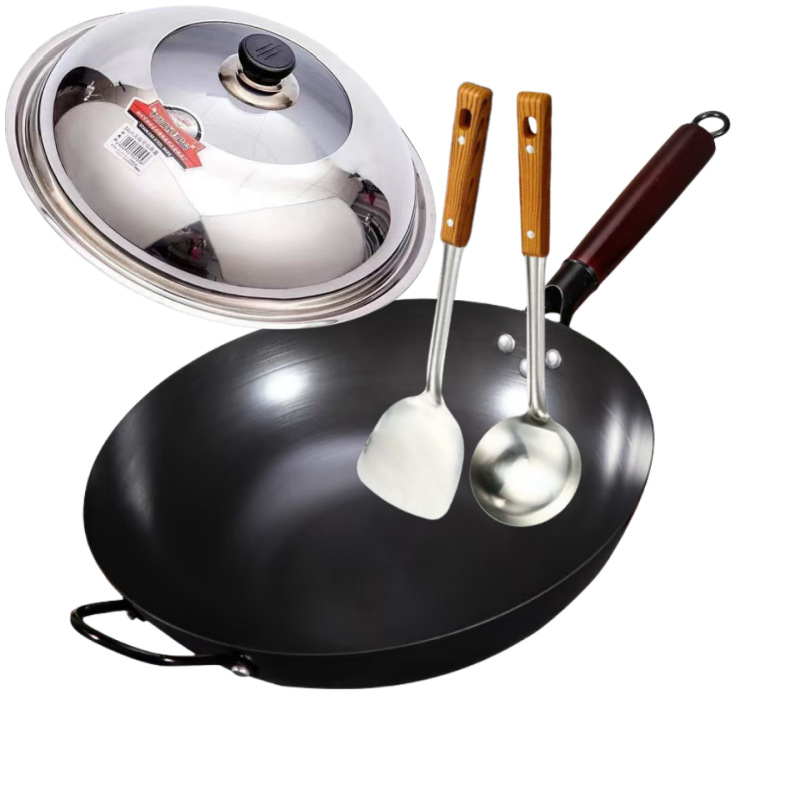 녹슬지 않는 질화 평평한 바닥 + 뚜껑 + 주걱 + 스푼