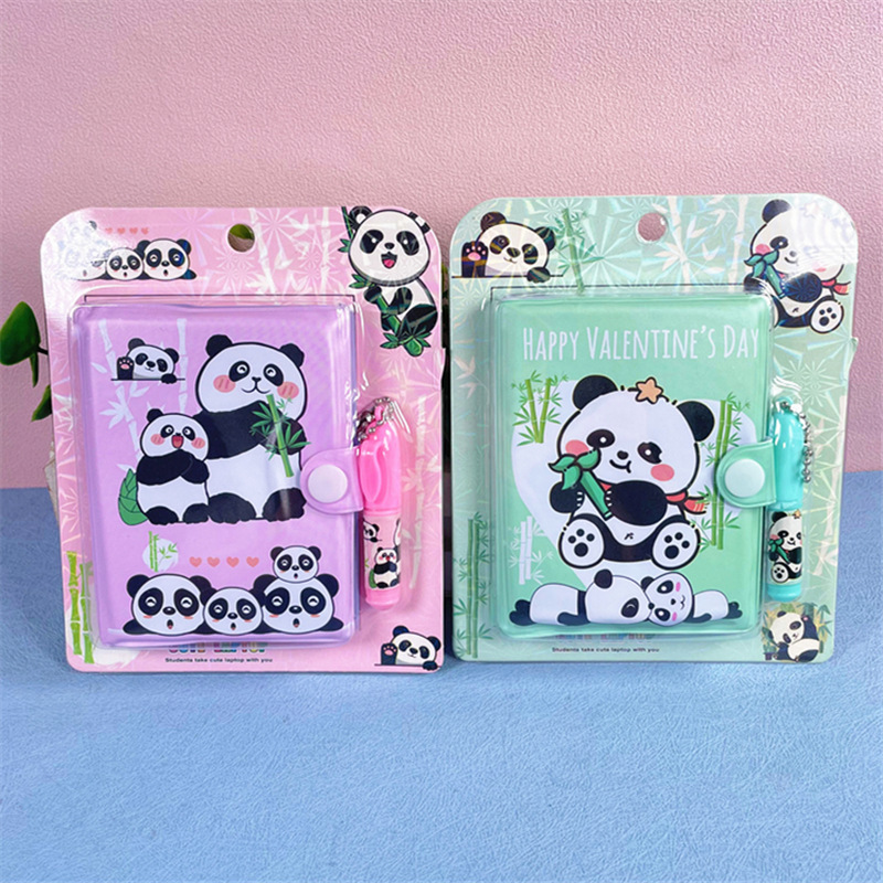 Elementary School student cute soft cover notebook small panda notepad mini pocket book with pen snap button small notebook Elementary School student cute soft cover notebook small panda notepad mini pocket book with pen snap button small notebook