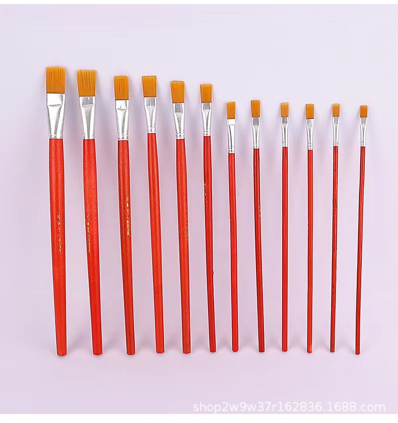 红杆木质尼龙毛油画笔 丙烯颜料水粉绘画排笔 工业排笔单支批发-阿里巴巴