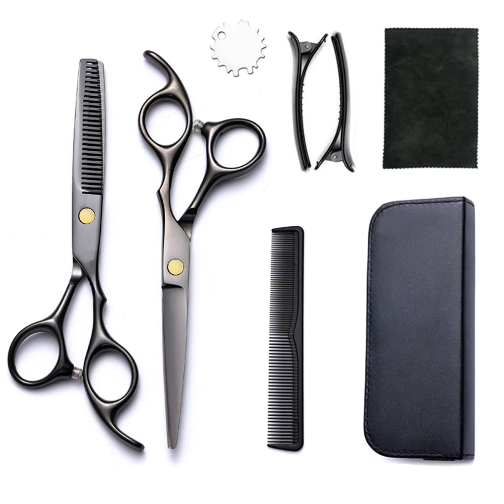 Corte de pelo tijeras transfronterizas amazonas color tijeras de dientes planas cortadas delgadas frange tijeras divisorias fábrica de tijeras al por mayor set de tijeras de peluquería
