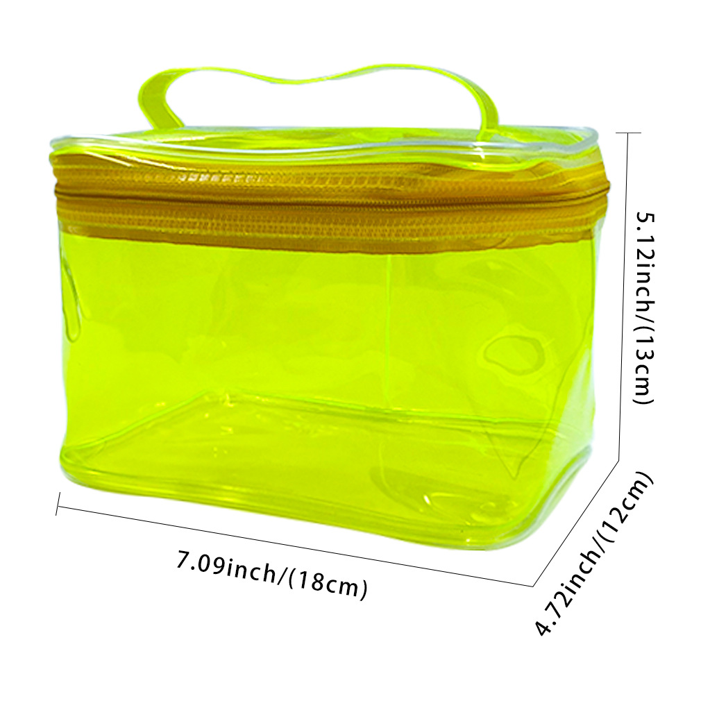 Bolsa de cosméticos portátil transparente de doble capa, gran capacidad, bolsa de aseo portátil impermeable para viajes, cubo de cosméticos transparente de almacenamiento portátil