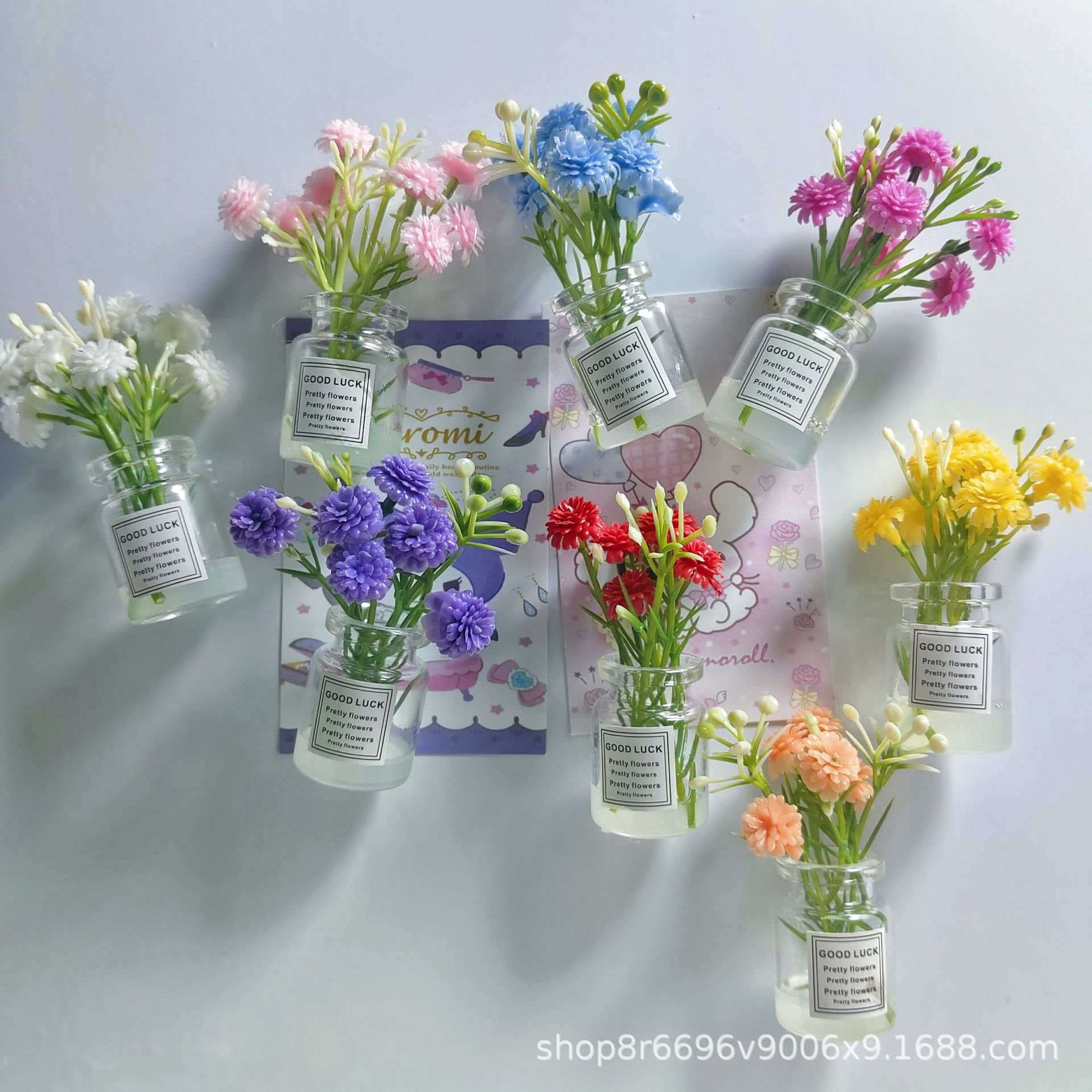 夜光玻璃花瓶冰箱贴可以插花的磁吸装饰品带磁铁
