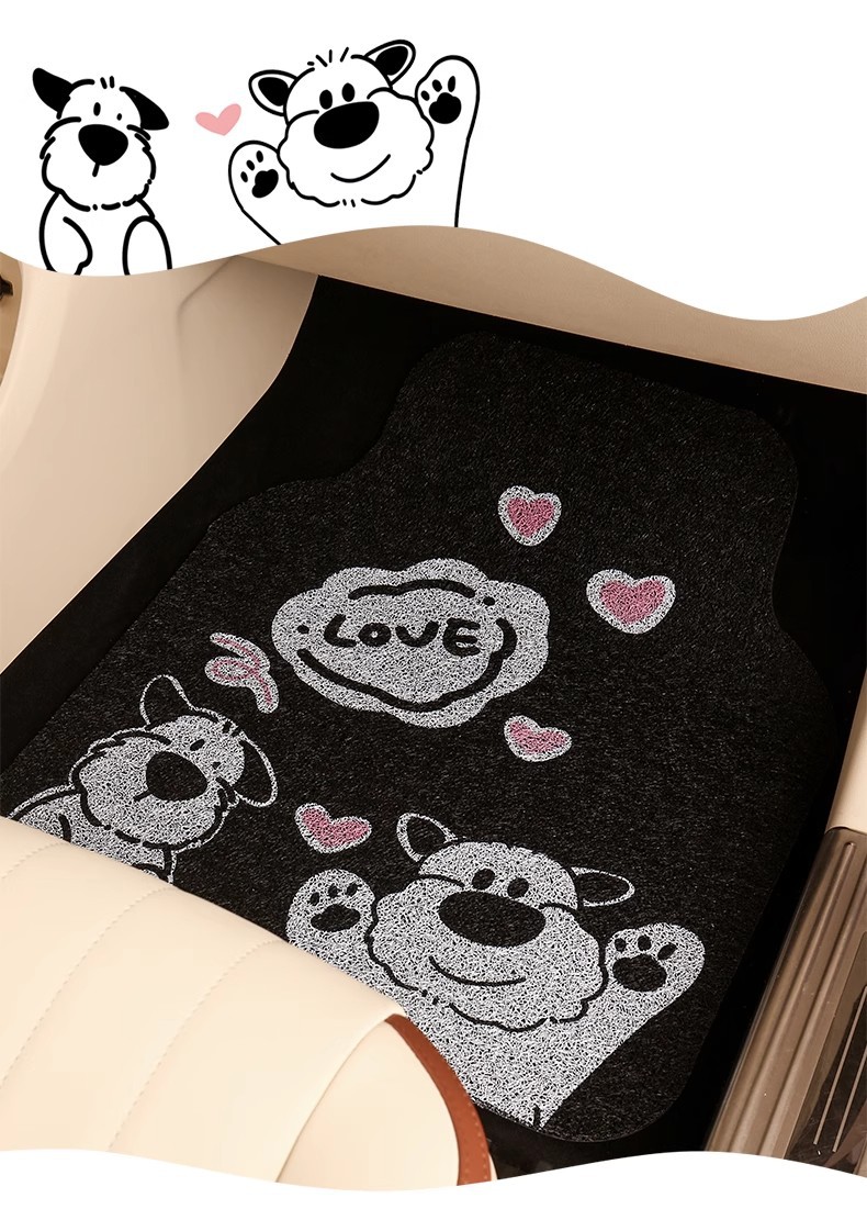 Cute Cartoon Car Floor Mat Silk Loop Single Piece High-End Car Interior Anti-Dirt Carpet Protective Mat Thickened Universal for Girls