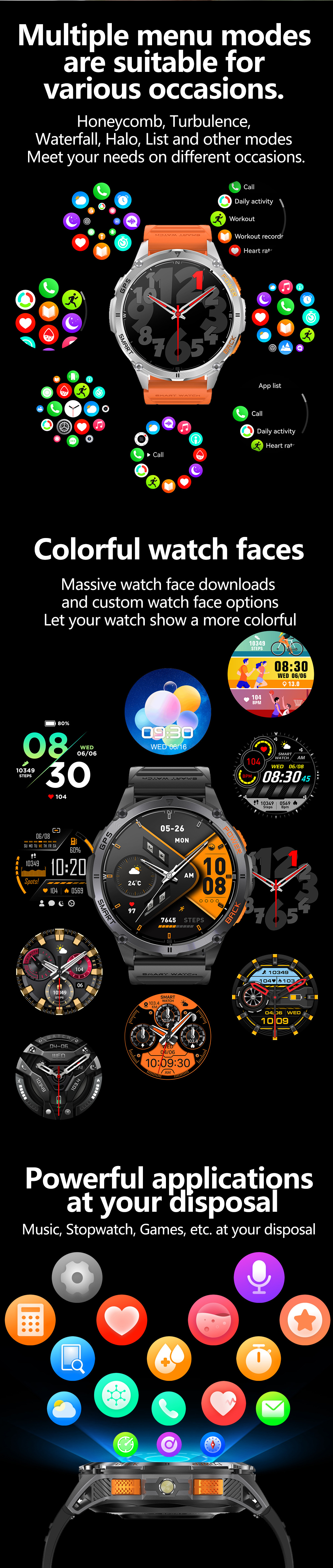 Smartwatch Mit Herzfrequenzmesser Gps Und Bluetooth-anruffunktion_voghion.com