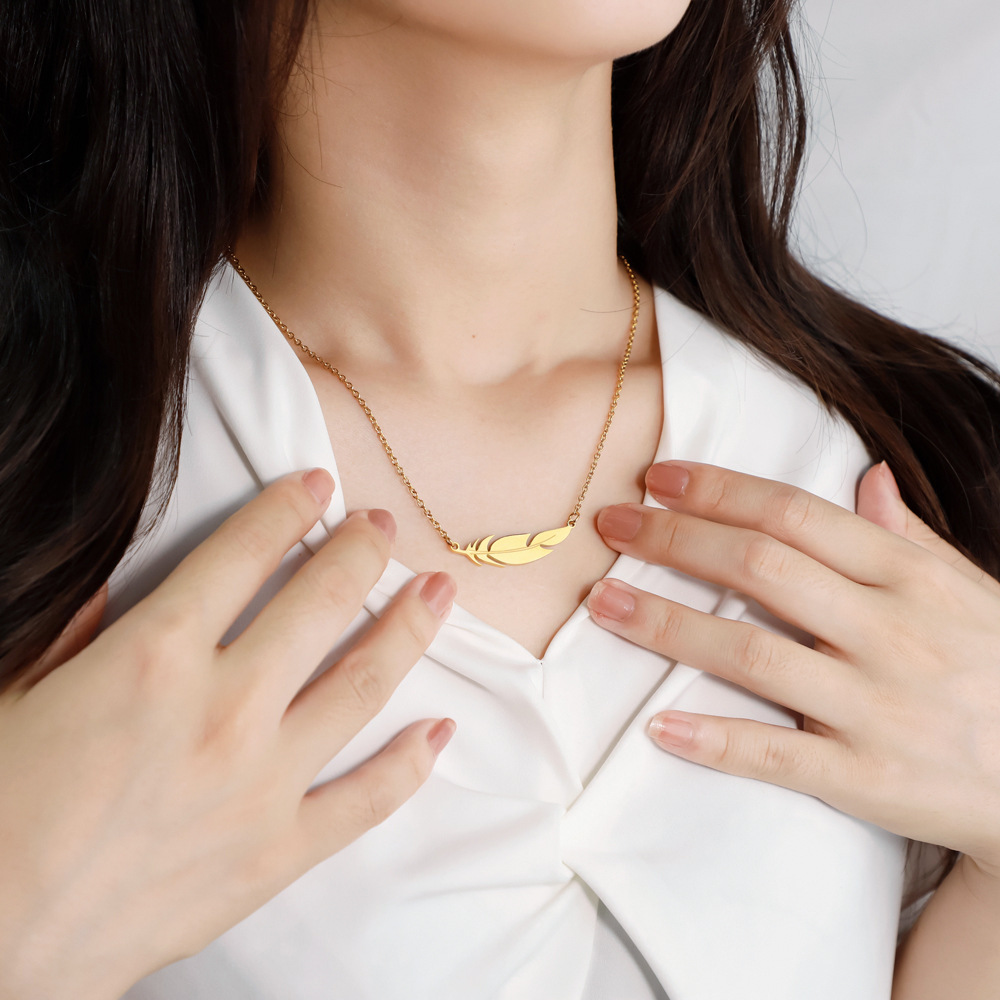 Fashion Feather Stainless Steel Necklace Plating Stainless Steel Necklaces