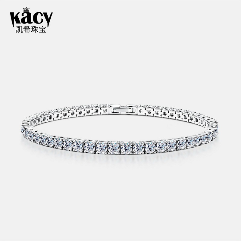 HTHP Cultured Diamond Bracelet, Simple and Versatile, S925 Sterling Silver with White Gold Plating, Tennis Chain, Women's Jewelry with D-Color Diamonds