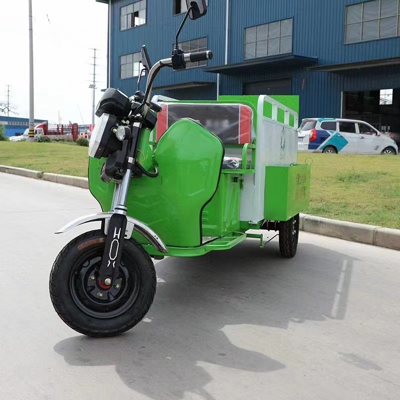 Electric Three-Wheeled Double Barrel Sanitation Truck New Energy Cleaning Truck Manufacturer Property Community Sanitation Trash Can Transporter