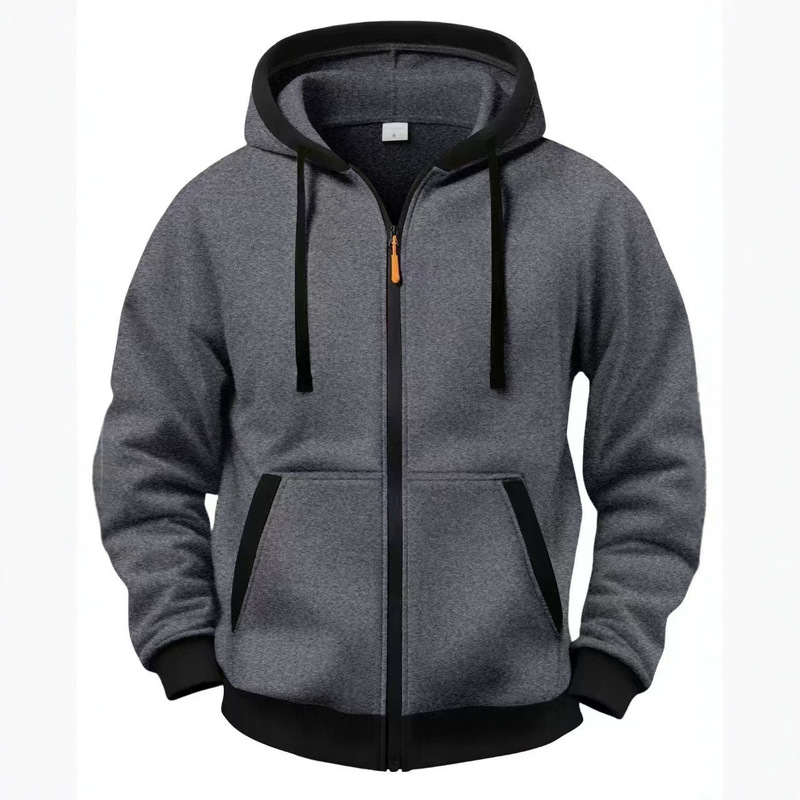 New men's hoodie with zipper and multiple pockets, trendy cross-border outfit, direct from the manufacturer