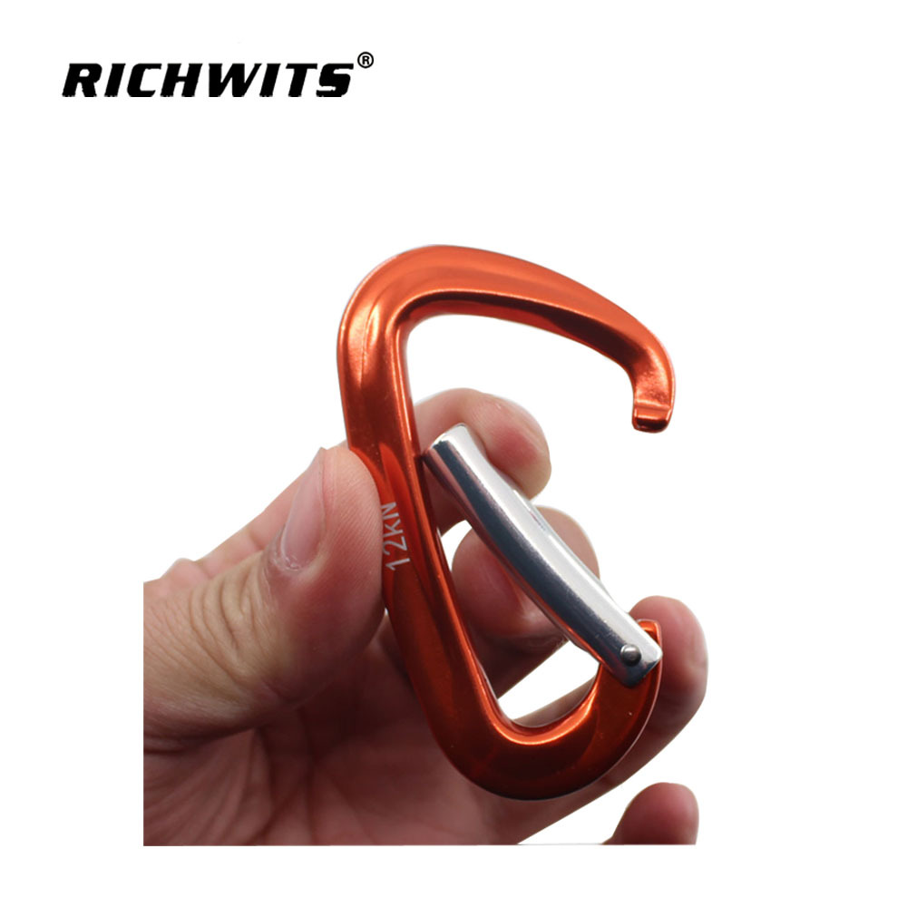RICHWITS 7075 항공 알루미늄 자동 잠금 D 형 안전 후크 등산 버클 암벽 등반 메인 잠금 D 타입 잠금 장치