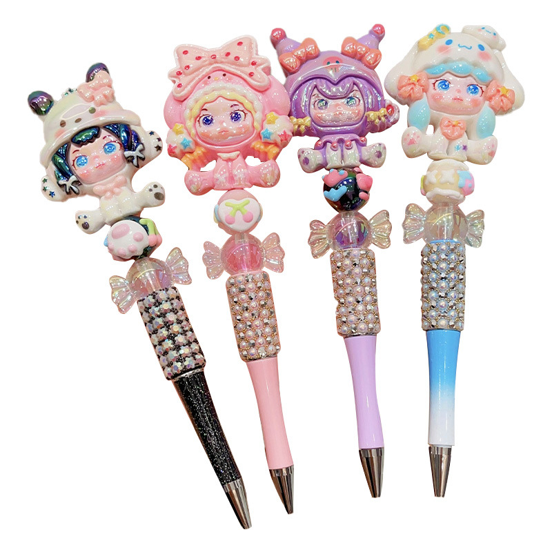 Sanliogou bolígrafo neutro para niños azul pulsable lindo bebé caricatura suave cuentas secas rápidas bolígrafo