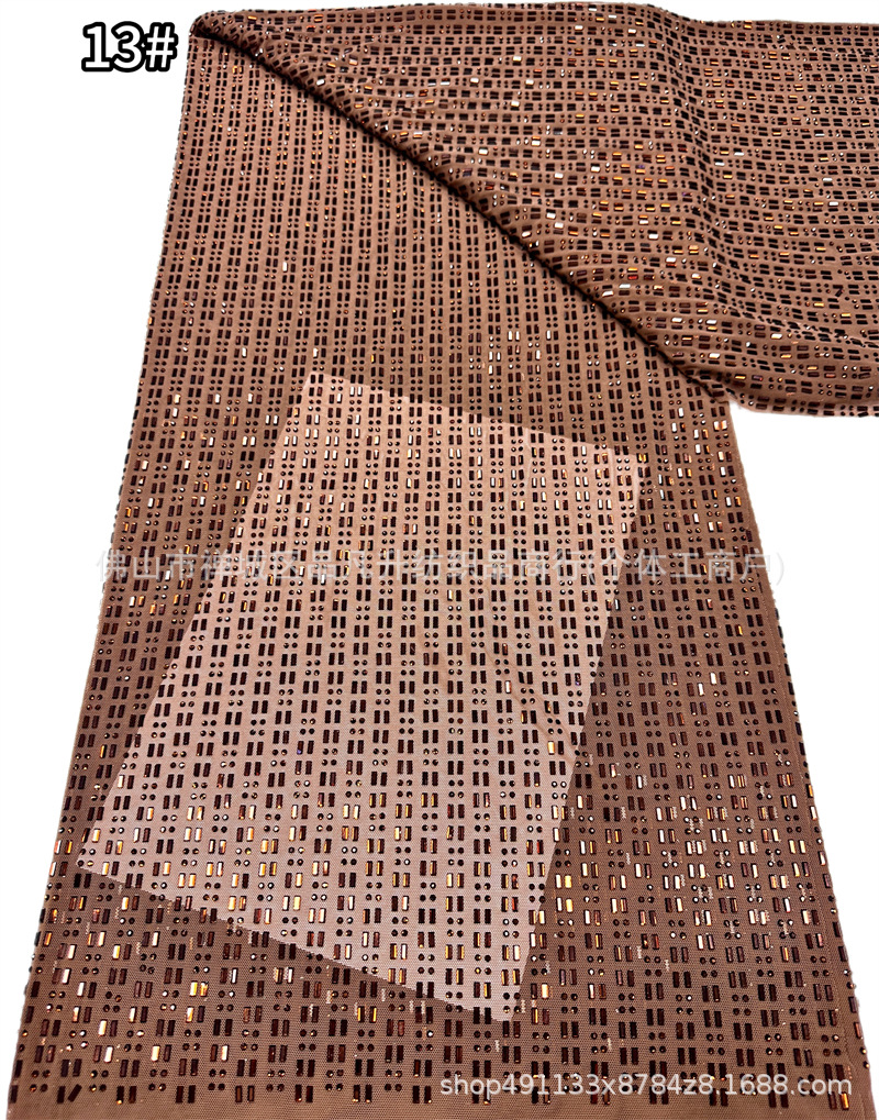 3 × 3 tela de malla elástica de vidrio vertical perforada 14 colores de rendimiento del escenario vestido de tela elástica en stock