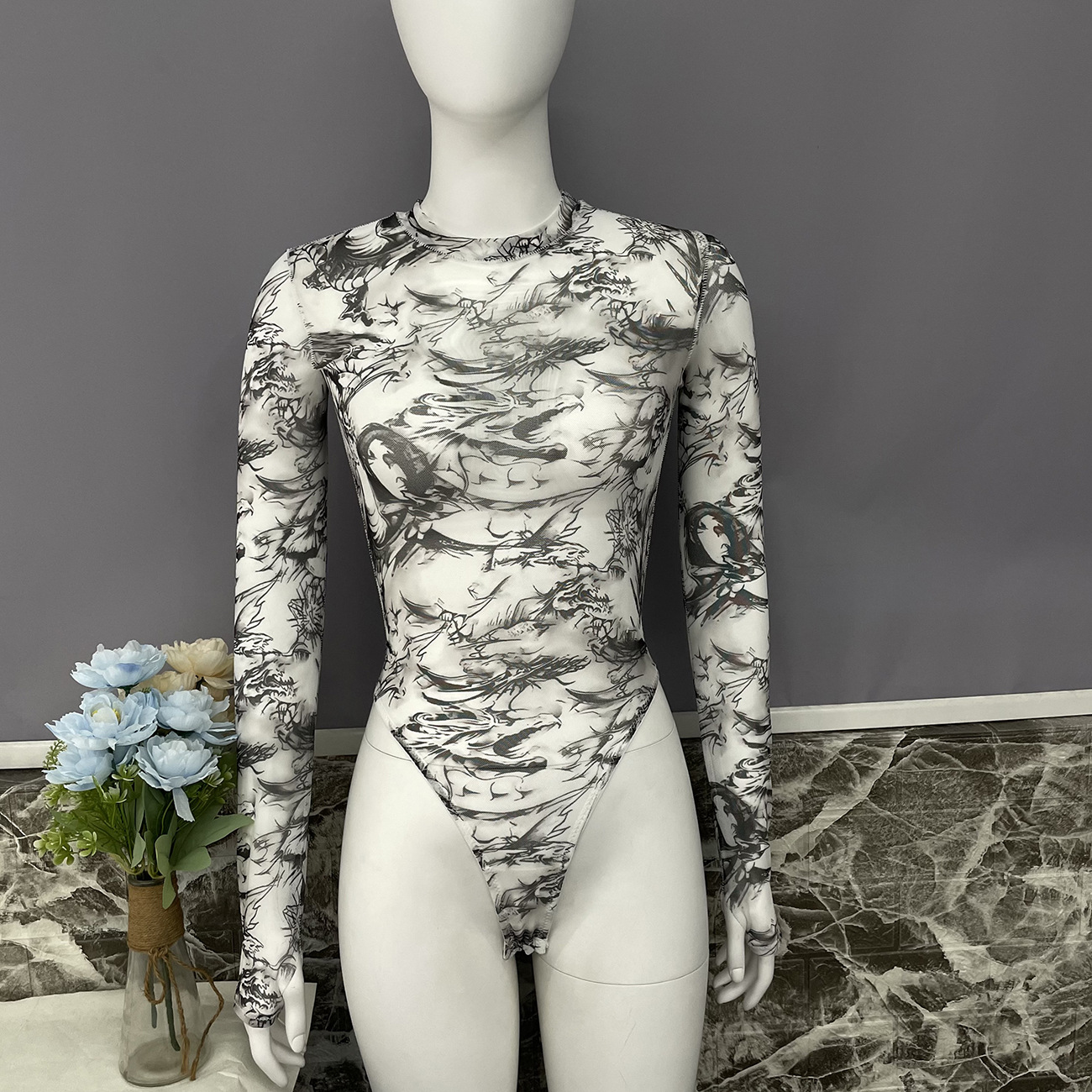 Original design new tie-dye sexy underwear onesie tie-dye Europe and the United States sexy tight outside to wear one-piece_voghion.com