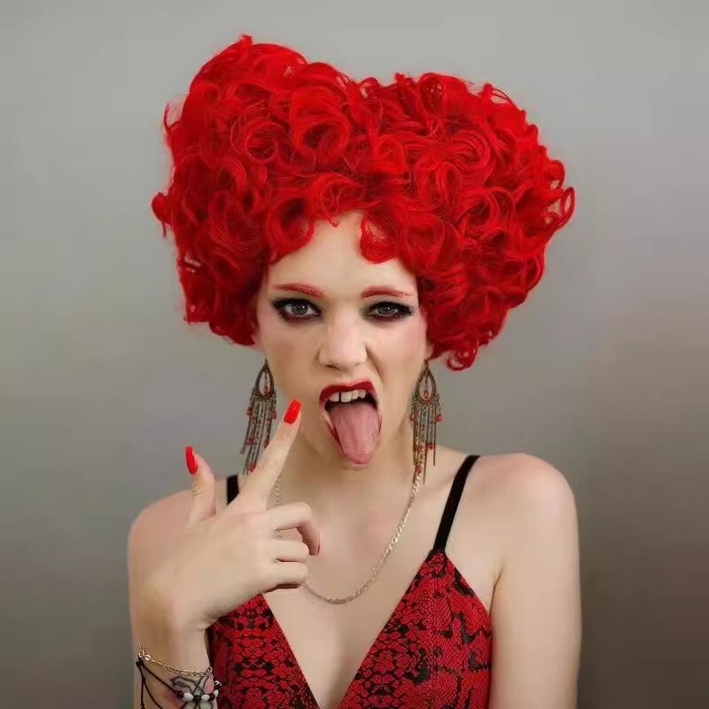 Alice in Wonderland Queen of Hearts Wig Cos Anime Chemical Fiber Full Headgear Halloween Cosplay