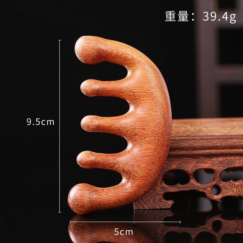 金丝檀木椭圆大号按摩梳28齿头部经络梳檀木梳头皮按摩经络气囊梳|undefined