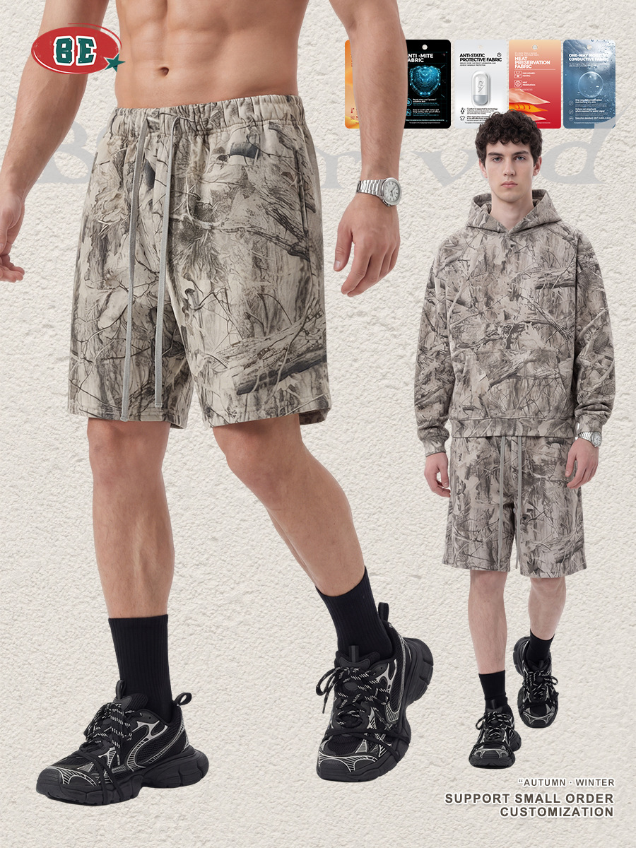 Pantalones Cortos de Camuflaje para Hombre de Poliéster y Algodón Térmico para Uso Diario