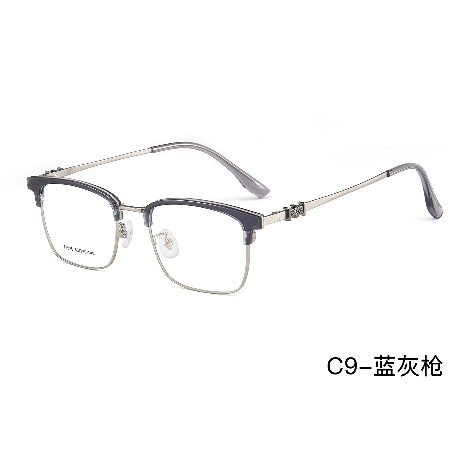 Ajuste del marco de gafas de ceja de negocios de aleación de tendencia de hielo azul Croix-Star con soporte nasal de silicona para miopía Danyang lote