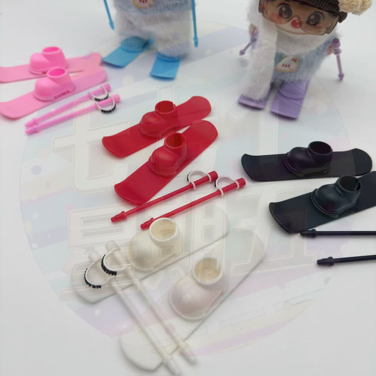 17cm Labubu Dress-Up Ski Sled Double-Board Tool Windproof Goggles Snow Stick Shoes and Boots Accessories