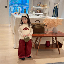 2025秋季新款 韩版女童可爱蘑菇毛线马甲 针织百搭儿童背心上衣