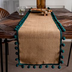 Imanqi Yun Table Banner Festival Natural Jute Woven Party Green Ball Decoration American Entrance Factory Direct Supply