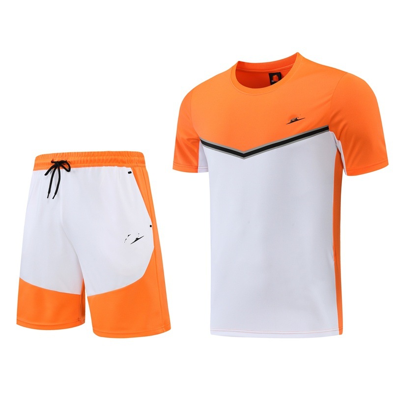 Camiseta de fútbol, cuello redondo, traje deportivo de manga corta, pantalones cortos de fitness de verano, traje de baloncesto de dos piezas