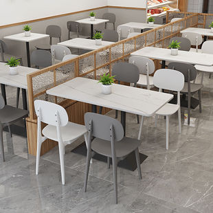 Commercial Fast Food Restaurant Table and Chair Combination Snack Bar Cafe Milk Tea Shop Dining Table Canteen Table and Chair Hotel Slate Dining Table