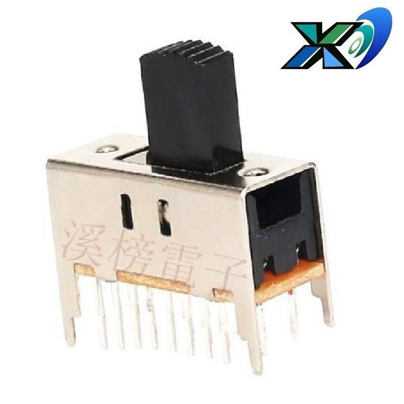 直销拨动开关2档立式12脚  滑动开关2位4T2P 立式2段滑动开关12脚