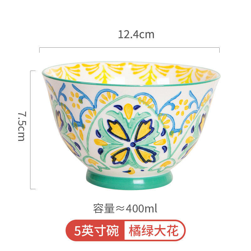 哇噢定 制松发瓷器手绘米饭碗陶瓷早餐牛奶燕麦碗创意个性甜品碗|undefined