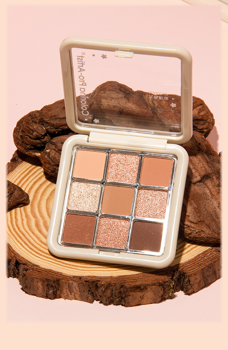 Jinhua cross-border nine-color eyeshadow, glitter, matte, pearlescent, fine glitter, pink eyeshadow palette brand wholesale cosmetics undefined