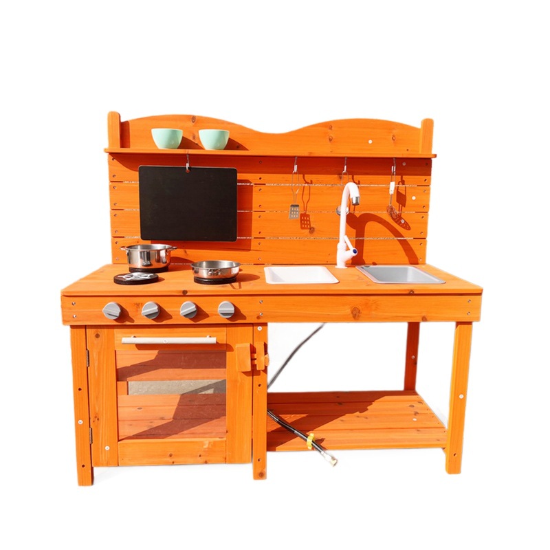Xinyun juguetes de madera transfronterizos para niños al aire libre juegos de casas simulación de cocina simulación cocina de madera maciza estufa de barro