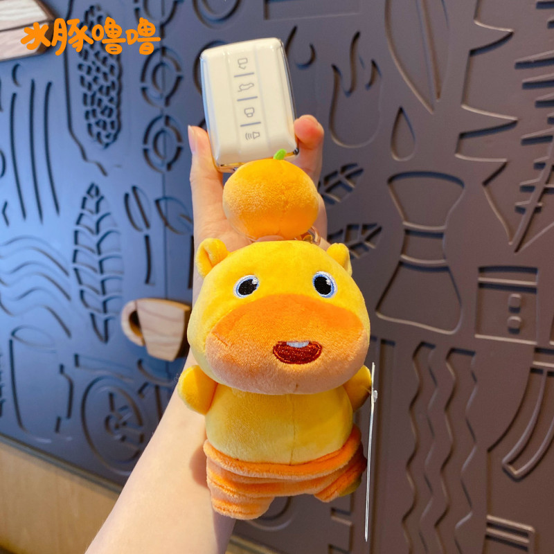 本物のカピバラぬいぐるみペンダントかわいいプルライン回転キーホルダーバッグキーチェーンリングペンダント|undefined