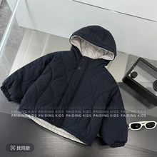 男童秋冬季棉服加厚韩版2025新款中大童两面穿连帽棉衣保暖外套潮