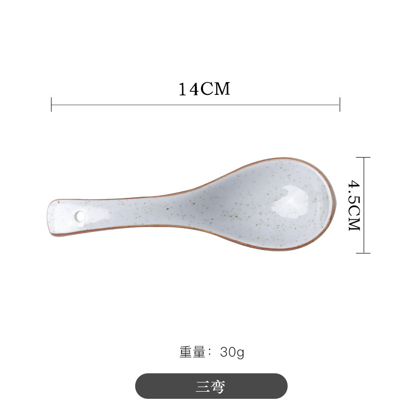 일본식 손으로 그린 언더글레이즈 컬러 세라믹 빈티지 식기 소 레스토랑 가정용 스푼 스프 스푼 디저트 스푼