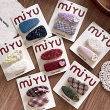 韩版甜美百搭布艺小香风少女侧边刘海发夹bb夹椭圆女孩碎发卡发饰