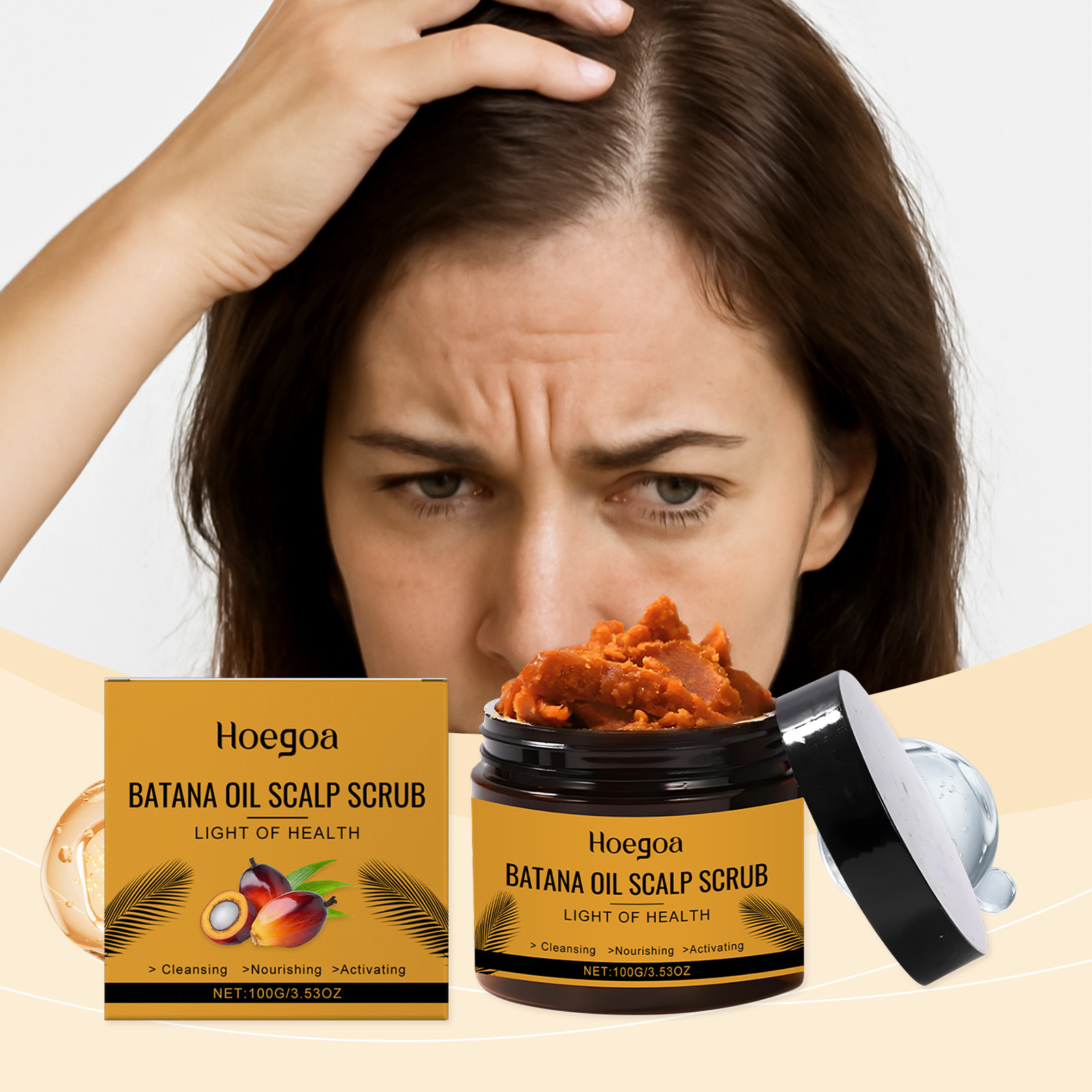 Hoegoa Batana Hair Scrub Hair Care Cleansing and Conditioning Gentle Scrub for Hair Roots