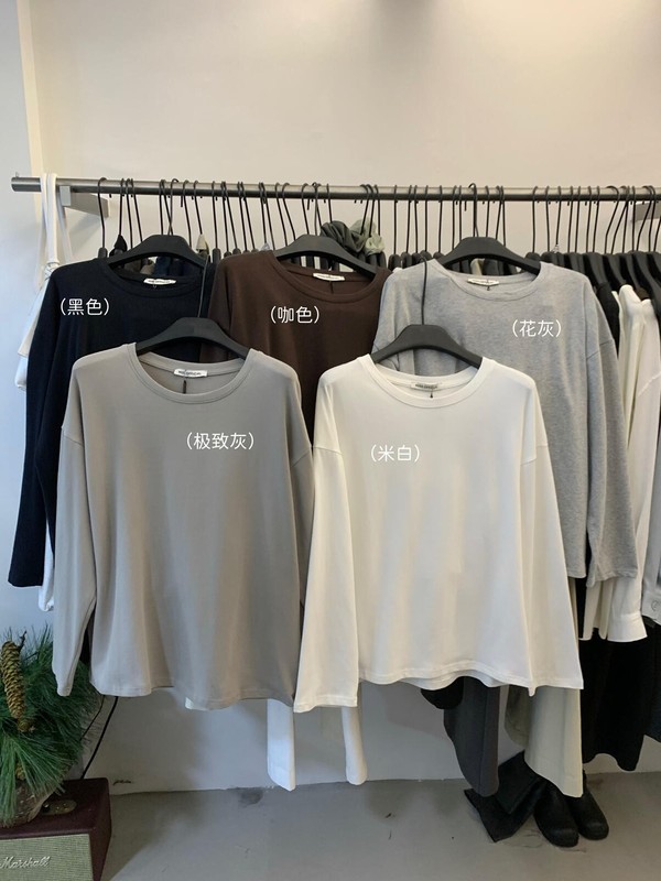 MISS密思家-秋季新款简约基础款磨毛百搭宽松圆领长袖T恤女89032|undefined