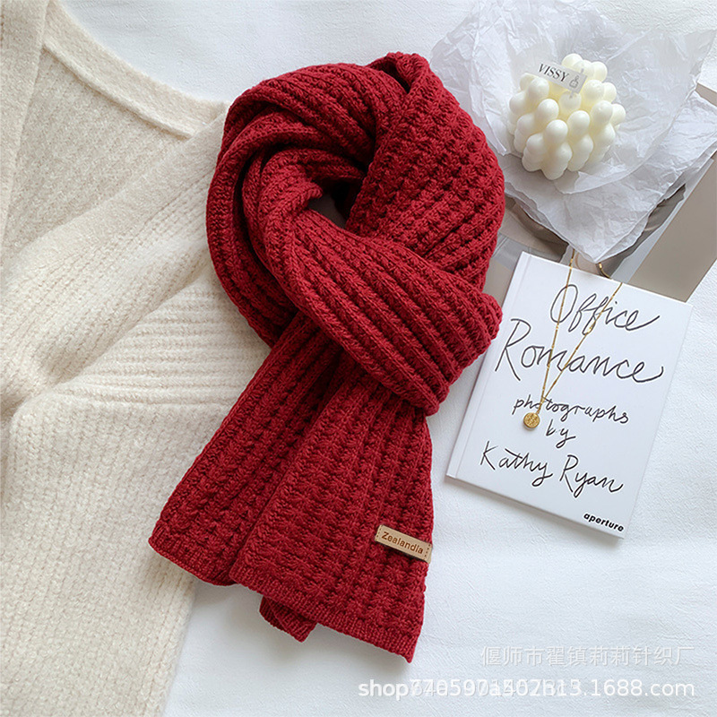 冬季围巾针织毛线百搭纯色韩系潮氛围感女校园情侣款保暖学生网红