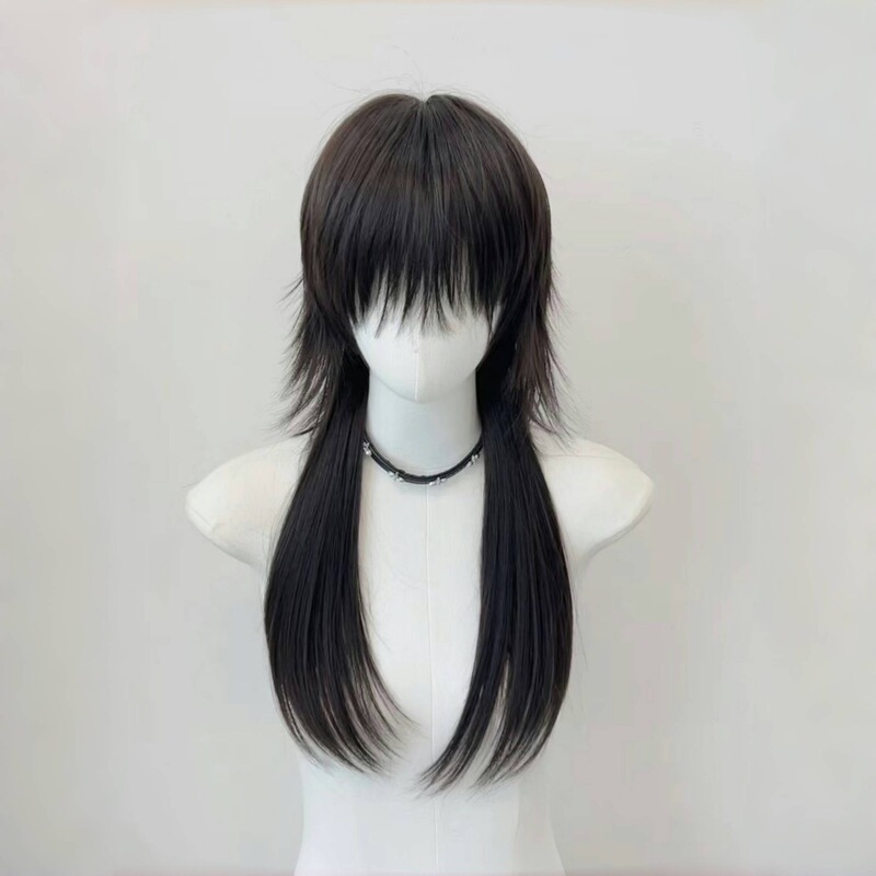 Wig Jellyfish Mullet Head Extended Natural Lightweight Unisex Cos Half-Tied Wolf Tail Samurai Full Headpiece