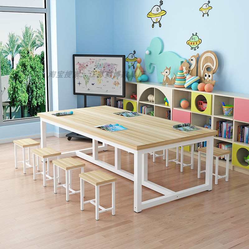 Primary School Students Kindergarten Desks Tutoring Class Training Tables and Chairs Children's Art Painting Table School Studio Tables and Stools